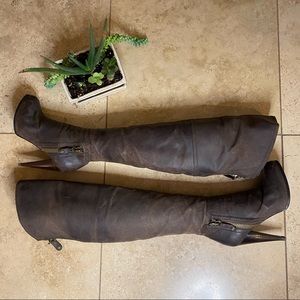 Guess, brown leather, over the knee boots